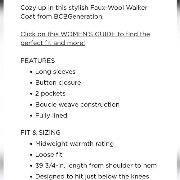 BCBGeneration Women's Blue Coat Oversize Style - Picture 3 of 5